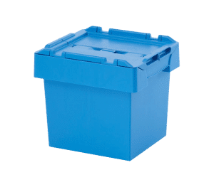 Attached lid container/ Plastic container with attached lid/ Attached lid container/ box/ tote