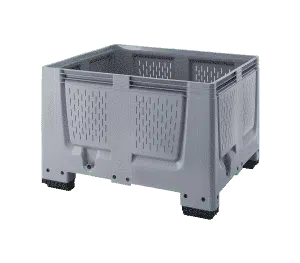 Strong industrial box/ Reinforced plastic box/ Large perforated box for industrial use/ Solid walls industrial box